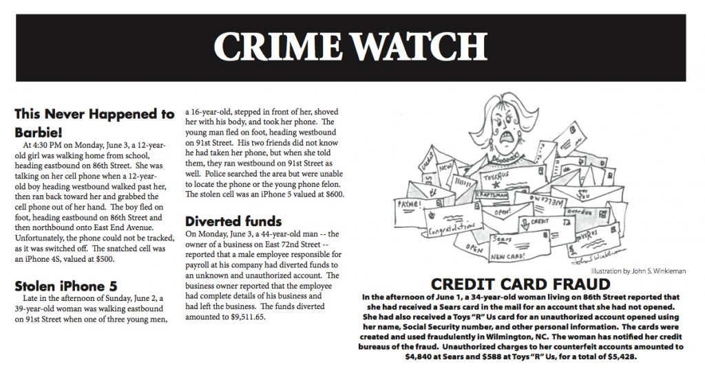 Our Town Crime Report 6/13/2013 by John S. Winkleman